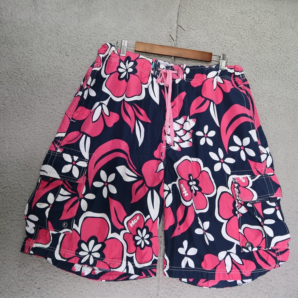 Hollister Floral Men Swim Trunk Pink Shorts